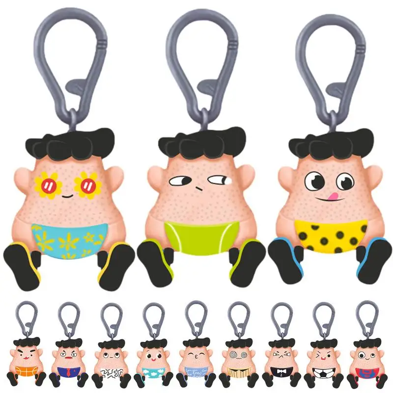 Beard Pulling fidget toy keychain Kids Novelty Plucking Toys Cartoon Pulling Hair Beard Skin Picking Keychain Pimple Anti Stres