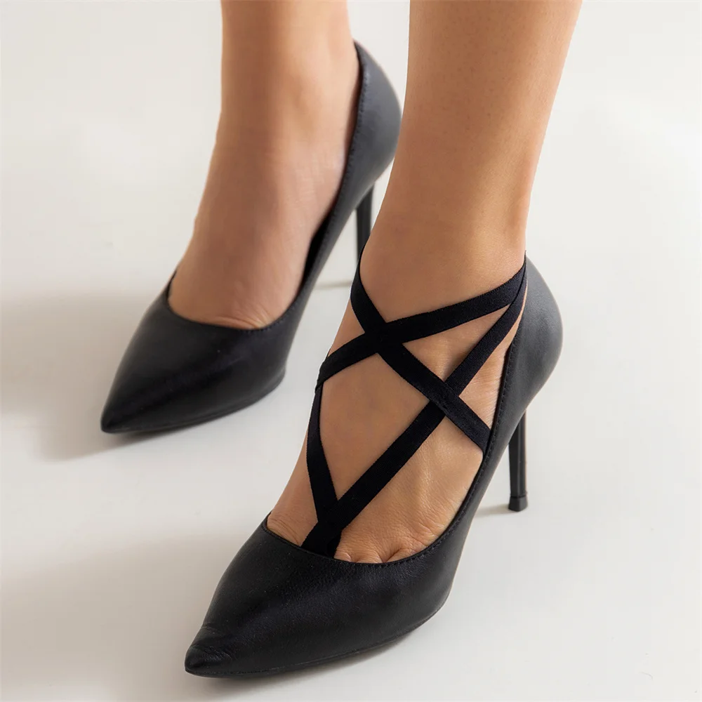 Vintage Black Elastic Bandage Anklet Bracelet for Women Summer Beach Multilayer High Heel Barefoot Ankle Sandals Foot Jewelry