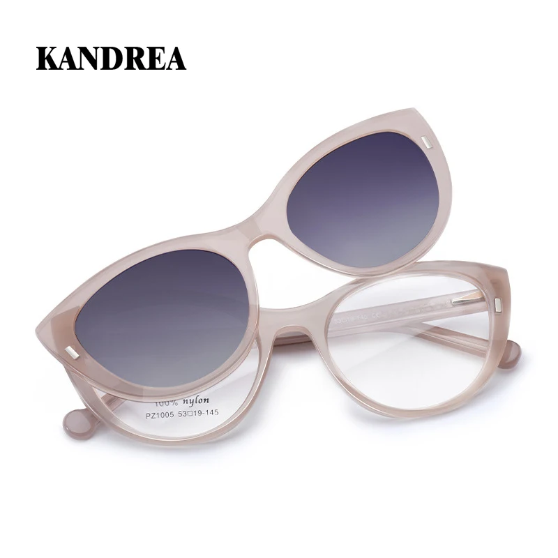 

KANDREA Cateye TR90 Polarized Sunglasses Fashionable Magnetic Sun Protection Sunglasses Myopia Anti-blue light Glasses PZ1005