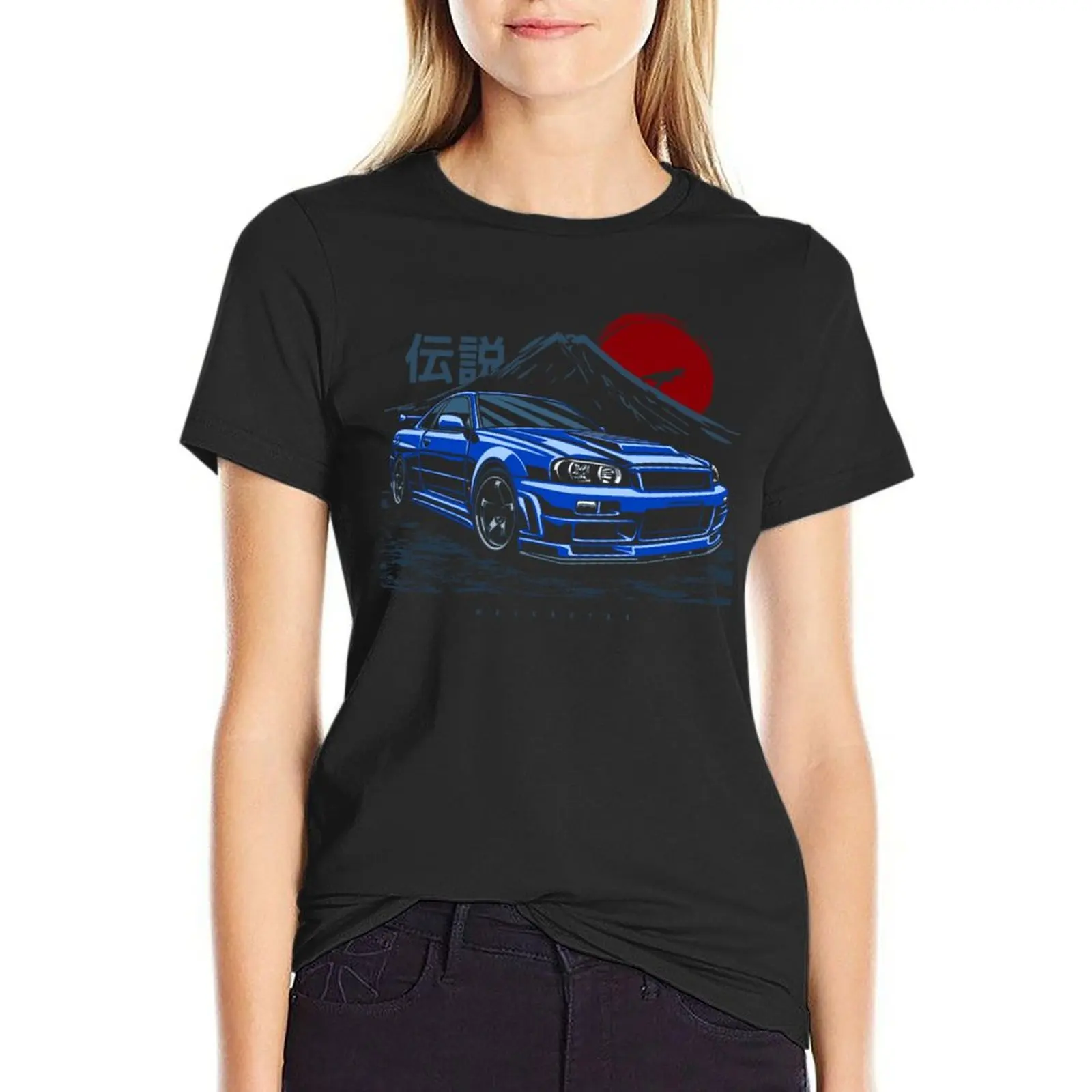 Skyline GTR R34 T-Shirt graphics funny Short sleeve tee tops t-shirt dress for Women long