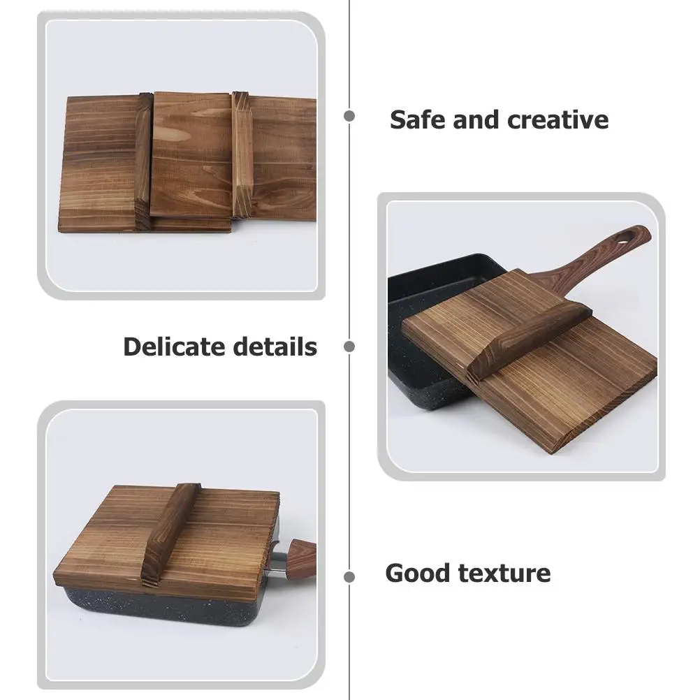 Wooden Pan Lid Kitchen Wood Japanese Pan Cover Fried Egg Lid Square Pot Pan Cover Tools Steak Frying with Flat Bottom Skillet