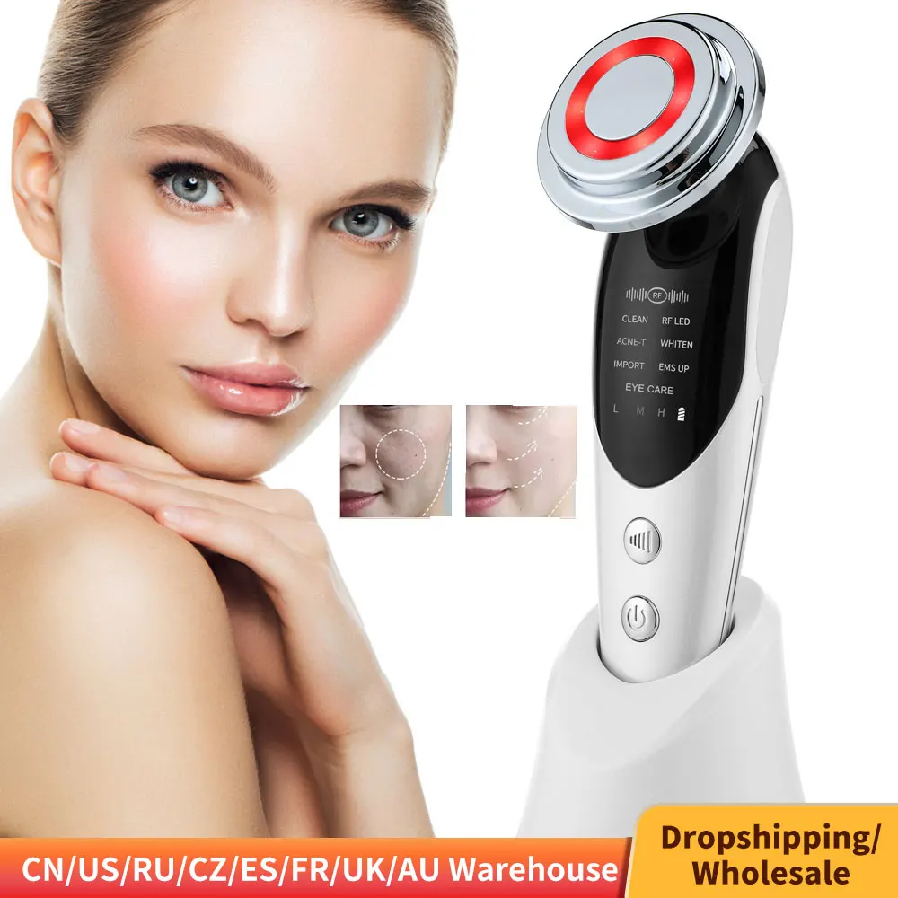 7 in 1 Face Lift Massager RF EMS Microcurrent Skin Rejuvenation Facial Light Mesotherapy Anti Aging Wrinkle Beauty Apparatus