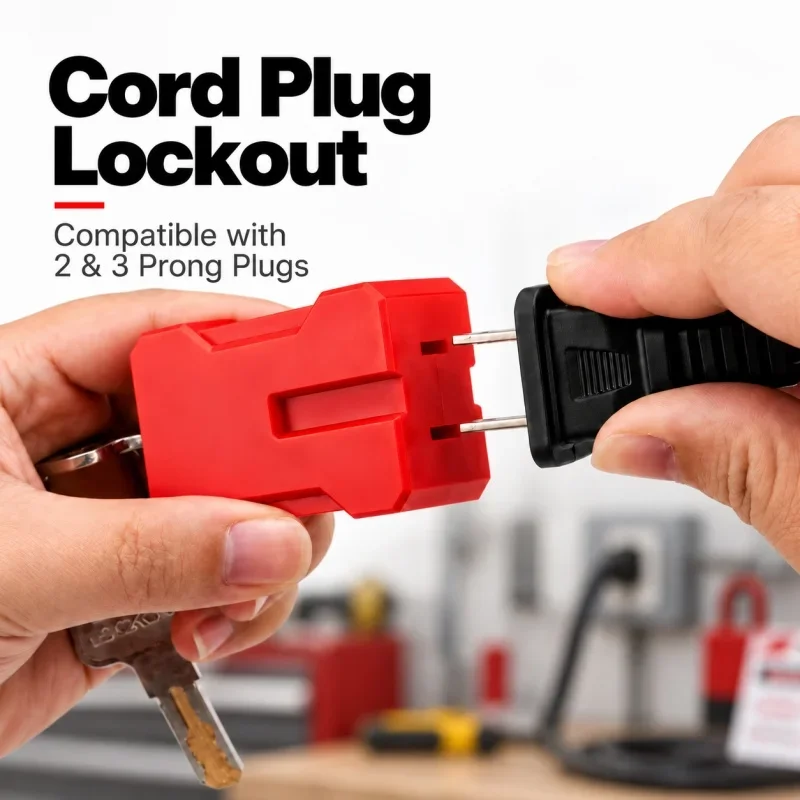 American Standard Electrical Cord Plug Lockout LOTO Locks with Keys for Shutdown Compatible with 2 & 3 Prong Plugs