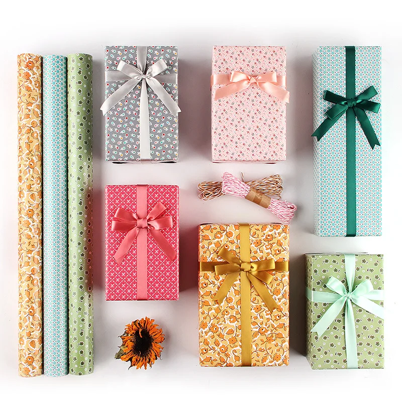 6 Pcs Colorful Floral Wrapping Paper Sheets Roll Packaging for Wedding Kids Holiday Gift Wrap Craft Paper Decor Gifts