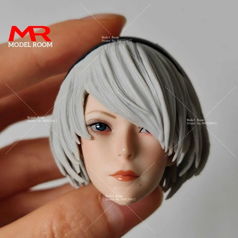 

SET026 1/6 Scale 2B Girl Head Sculpt PVC Head Carving Model with Mask Fit 12'' Female Action Figure Body Dolls