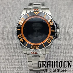 43mm Silver DEEP SEA Homage Big Sapphire Crystal Watch Case Ceramic Bezel Fit NH35/36 ETA PT5000 Miyota8215 Mingzhu2813 Movement
