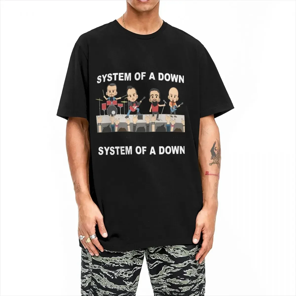 LE Men Women's S.O.A.D Original Retro Band Music T Shirt System Of A Down Vintage Round Collar Summer