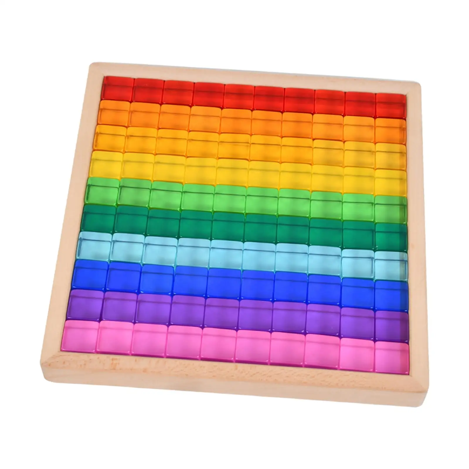 Building Blocks Set for Kid Rainbow Acrylic Gemstone Cubes Stacking Game Montessori Toys with Wooden Box Storage Educational