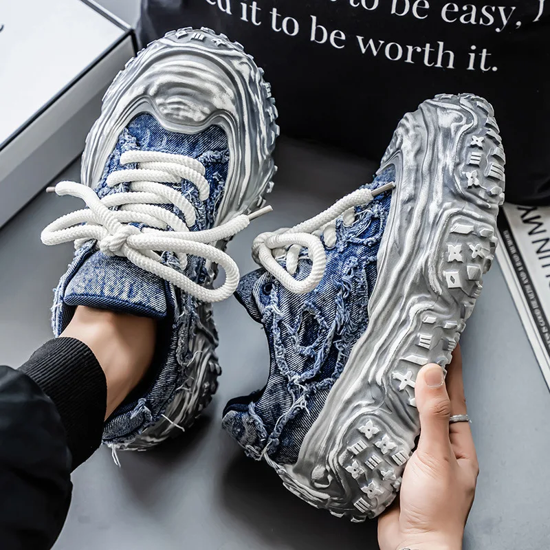 

Уличный стиль, трендовая дизайнерская мужская повседневная обувь, модные парусиновые дышащие массивные кроссовки для мужчин, спортивная обувь для доски