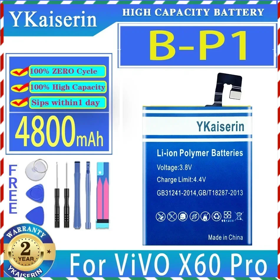 

YKaiserin 4800mAh Replacement Battery B-P1 For ViVO X60 Pro X60Pro Mobile Phone Batteries