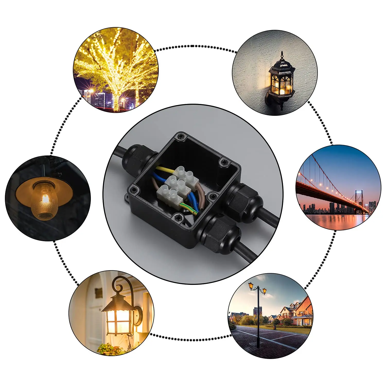 Tee Outdoor Power Waterproof Box 3 Out 3 Quick Connection Connector Y-type Junction Box with PCT Terminal Threading Box IP68