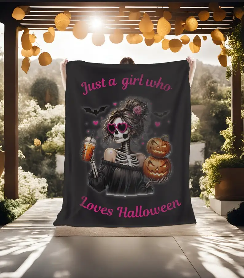 Pink Pumpkin Halloween blanket black bow blanket soft halloween blanket Spooky season halloween throw blanket light weight plush blanke