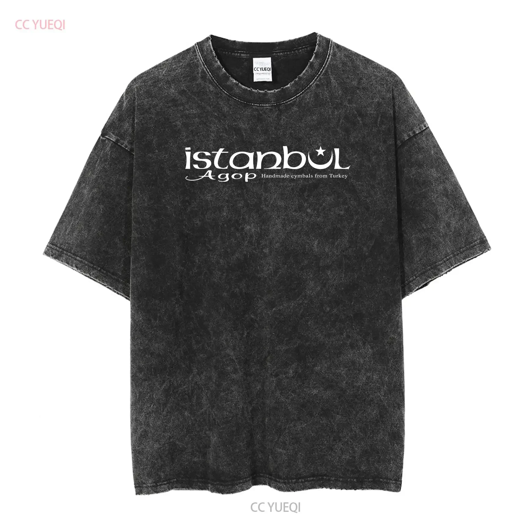 Istanbul Agop Drums Cymbals Logo Men's Black T Shirt Size S 5XL vintage Washed Soft homme Versatile streetwear fashion Stylish