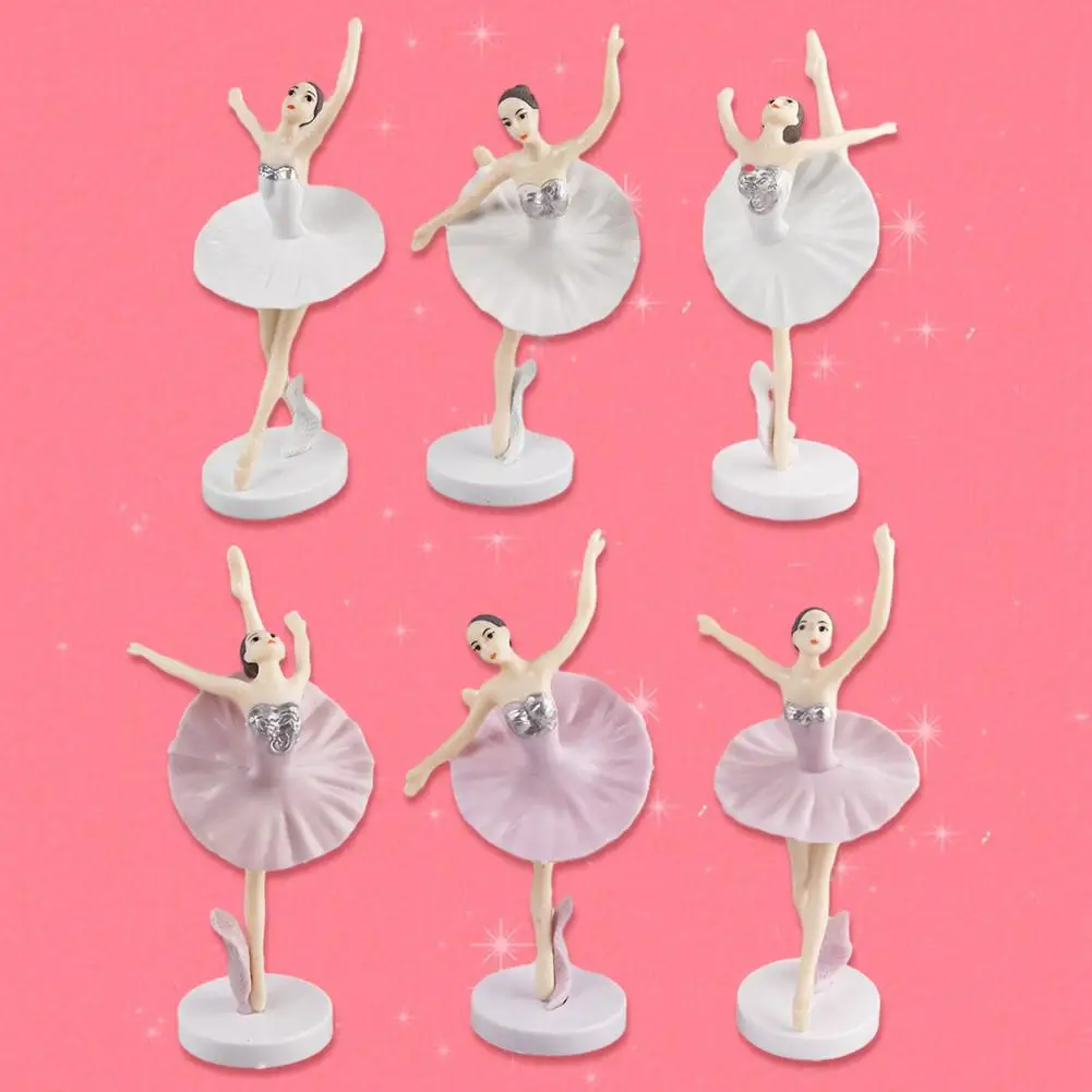 3Pcs/Set Ballerina Girl Figurines with Base Realistic Appearance Beautiful Shape Anti-fade Wide Applications Cake Decoration Exq