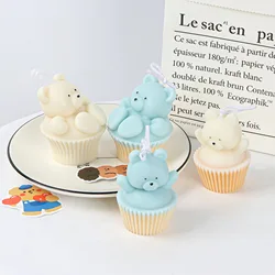 Cupcake Bear Silicone Mold DIY Chocolate Cake Ice Cube Mold Aromatherapy Candle Plaster Resin Mold Candle Making Supplies