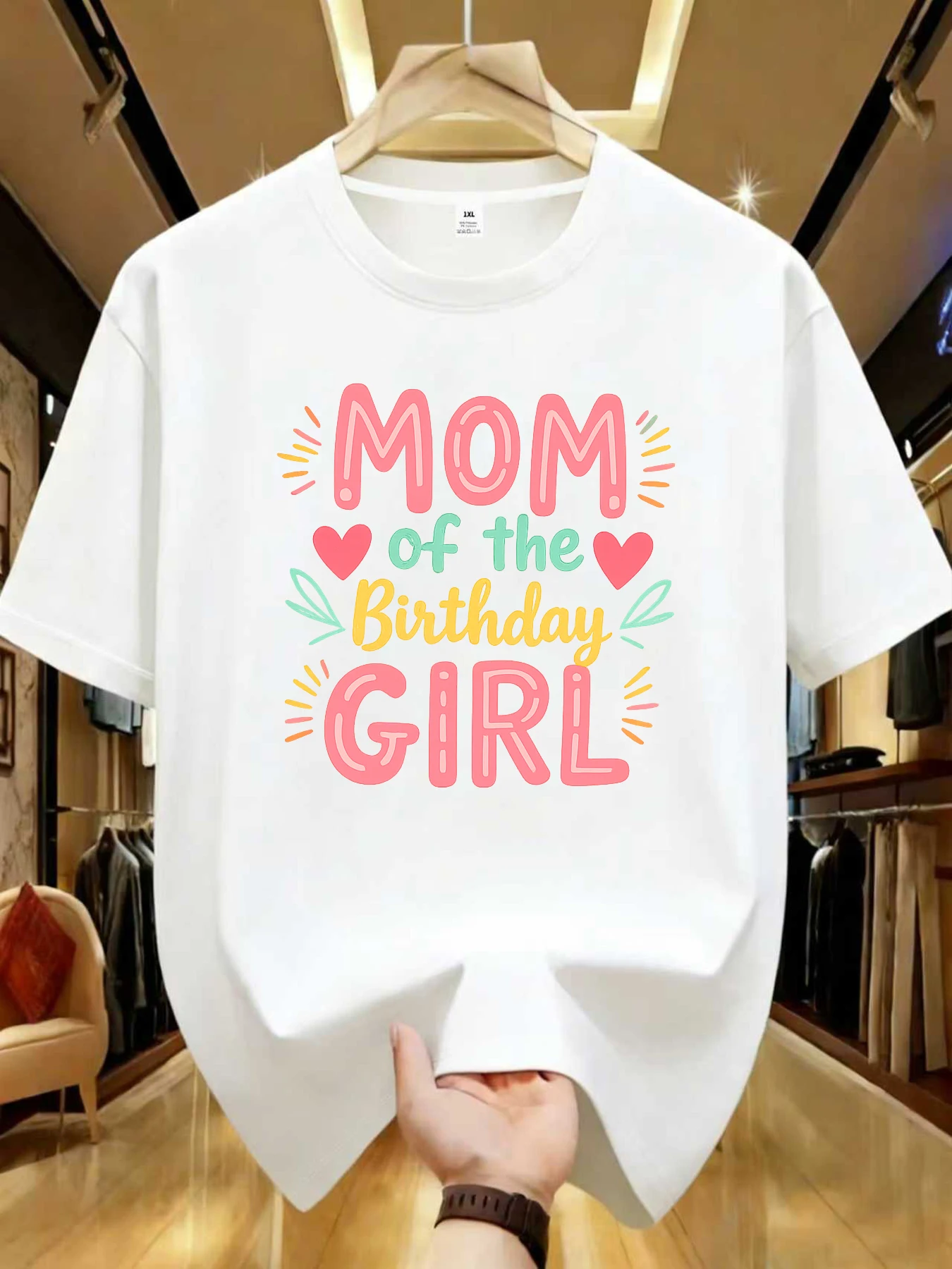 

【WZM104161】Mom printed plus size women's round neck summer casual short sleeved street fashion versatile plus size T-shirt