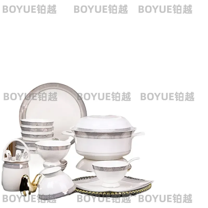 Jingdezhen Bone China Tableware Set Unique Ceramic Dinner Plates Rice Bowls Household Dish Collection Elegant Gift for Home