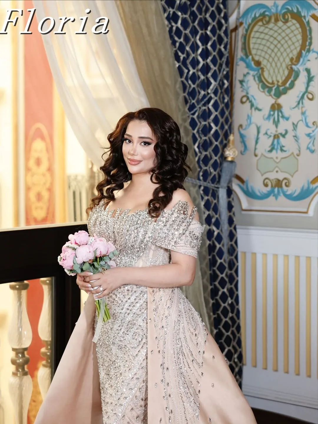 

Розовое свадебное платье со съемным шлейфом, 3D кружевное вечернее платье для помолвки, 2025 г., по индивидуальному заказу