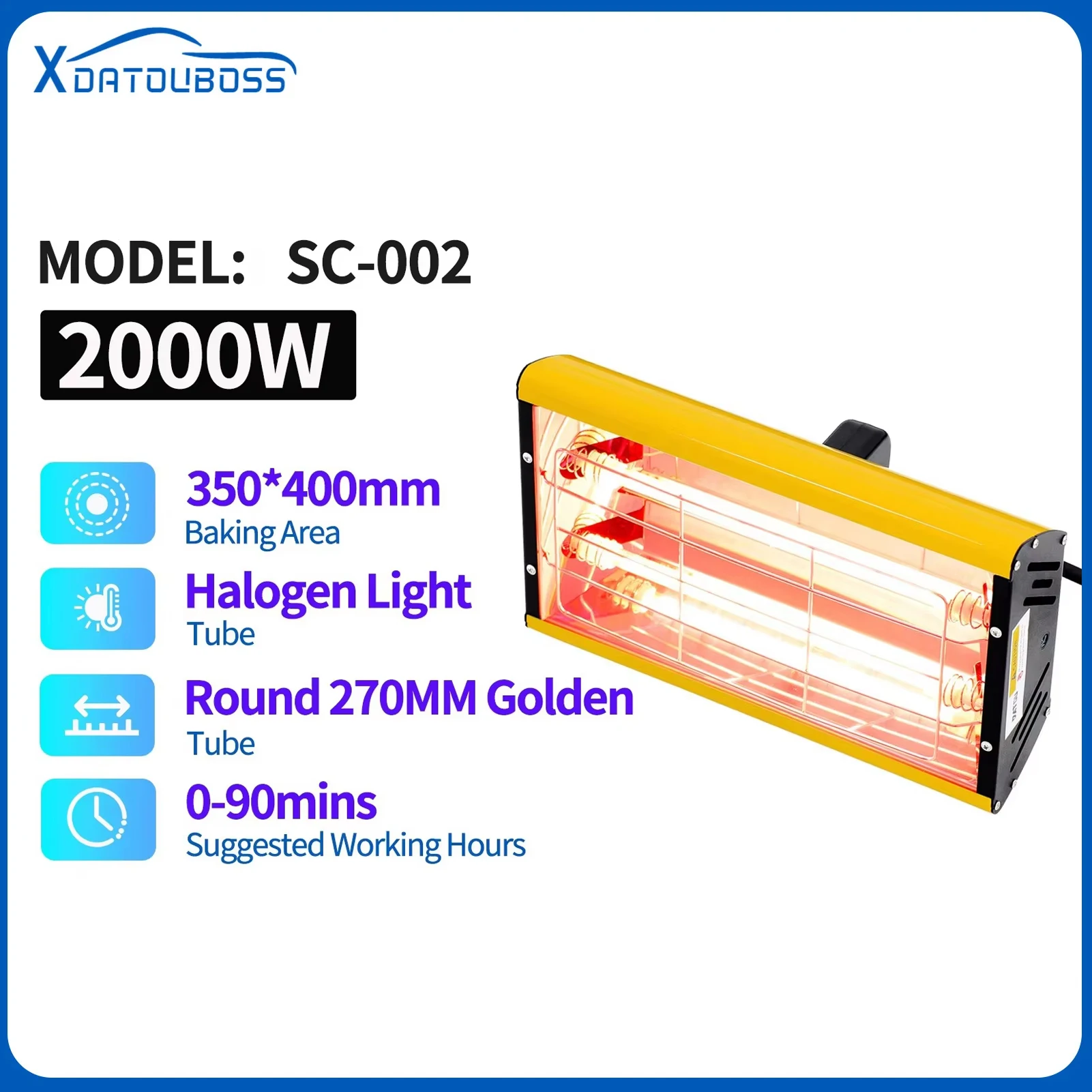 

DATOUBOSS 2000W Shortwave Infrared Heat Lamp for Paint Drying Car Body Repair Paint Booth Light 220V
