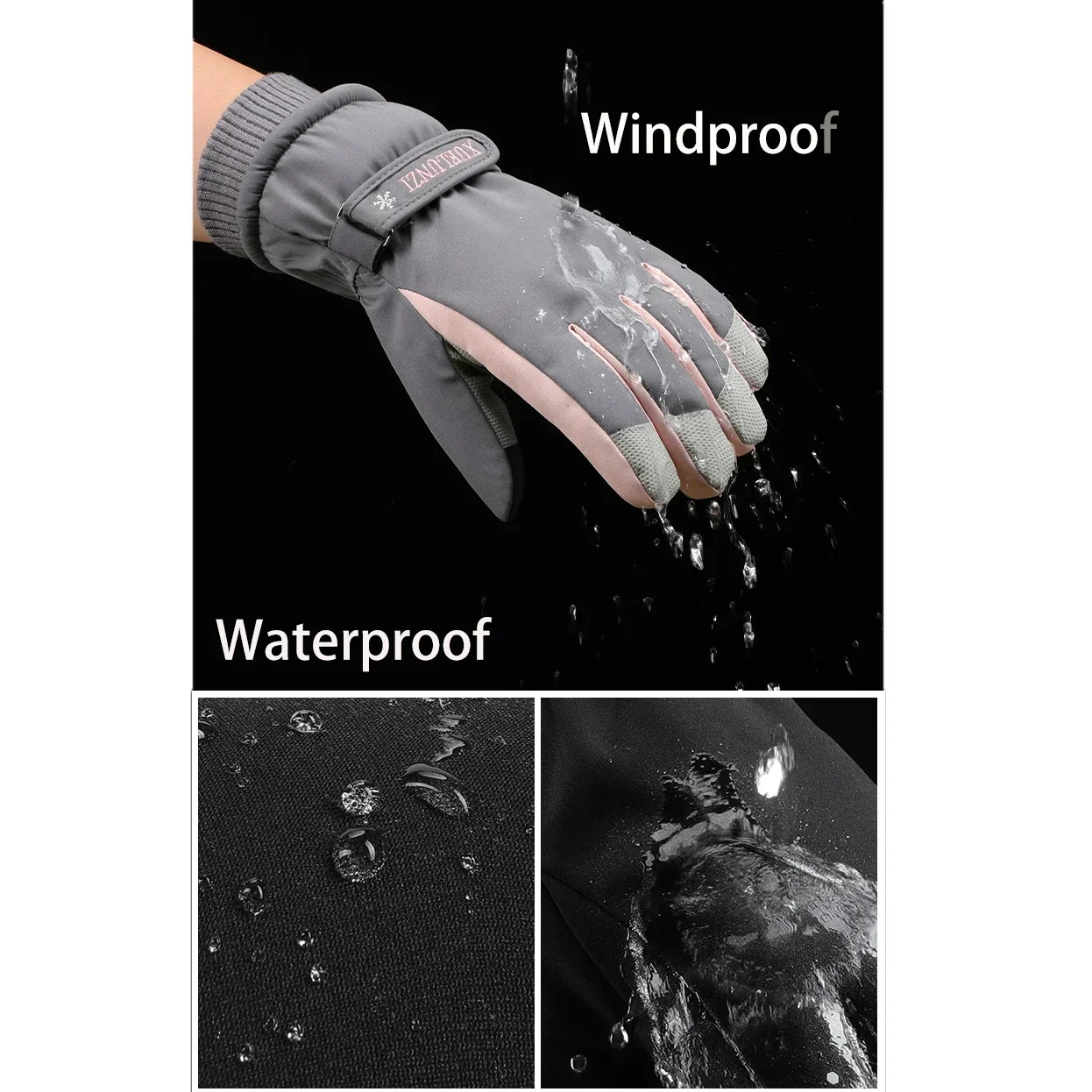 Men Women Skiing & Snowboarding Waterproof Windproof Sandproof Winter Thermal Anti Slip Gloves Adding Fleece for Cold Weather