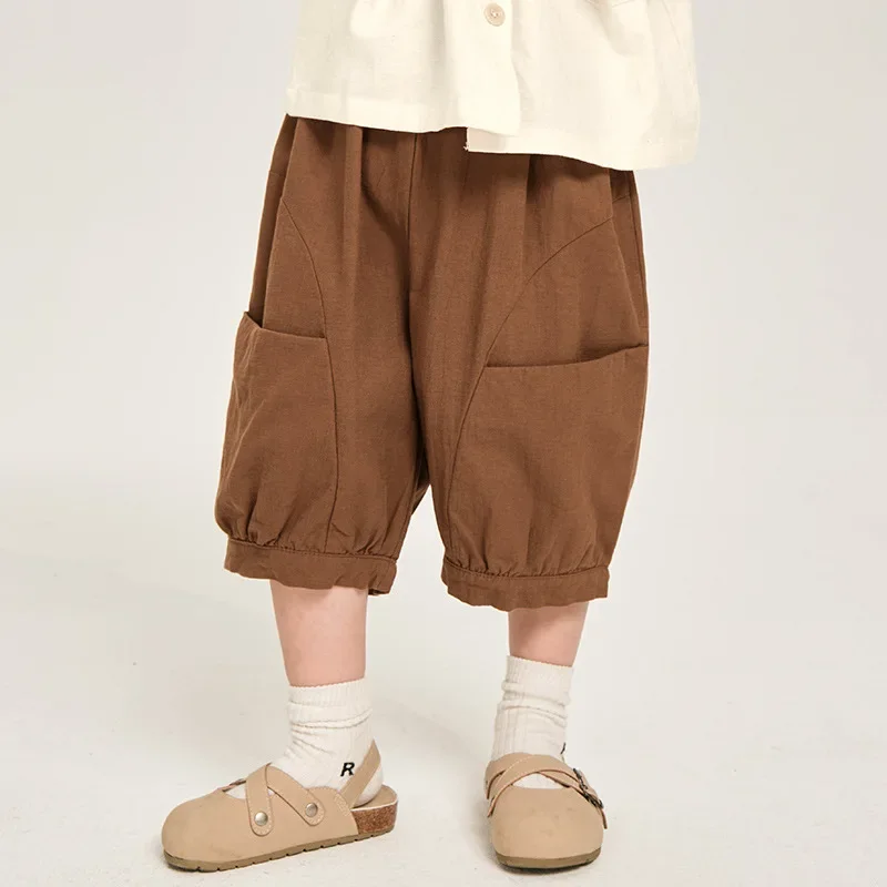 Boys Pants 2026 Summer New Childrens Clothing Korean Style Boys Baby Fashion Thin Lantern Pants Casual Simple And Daily