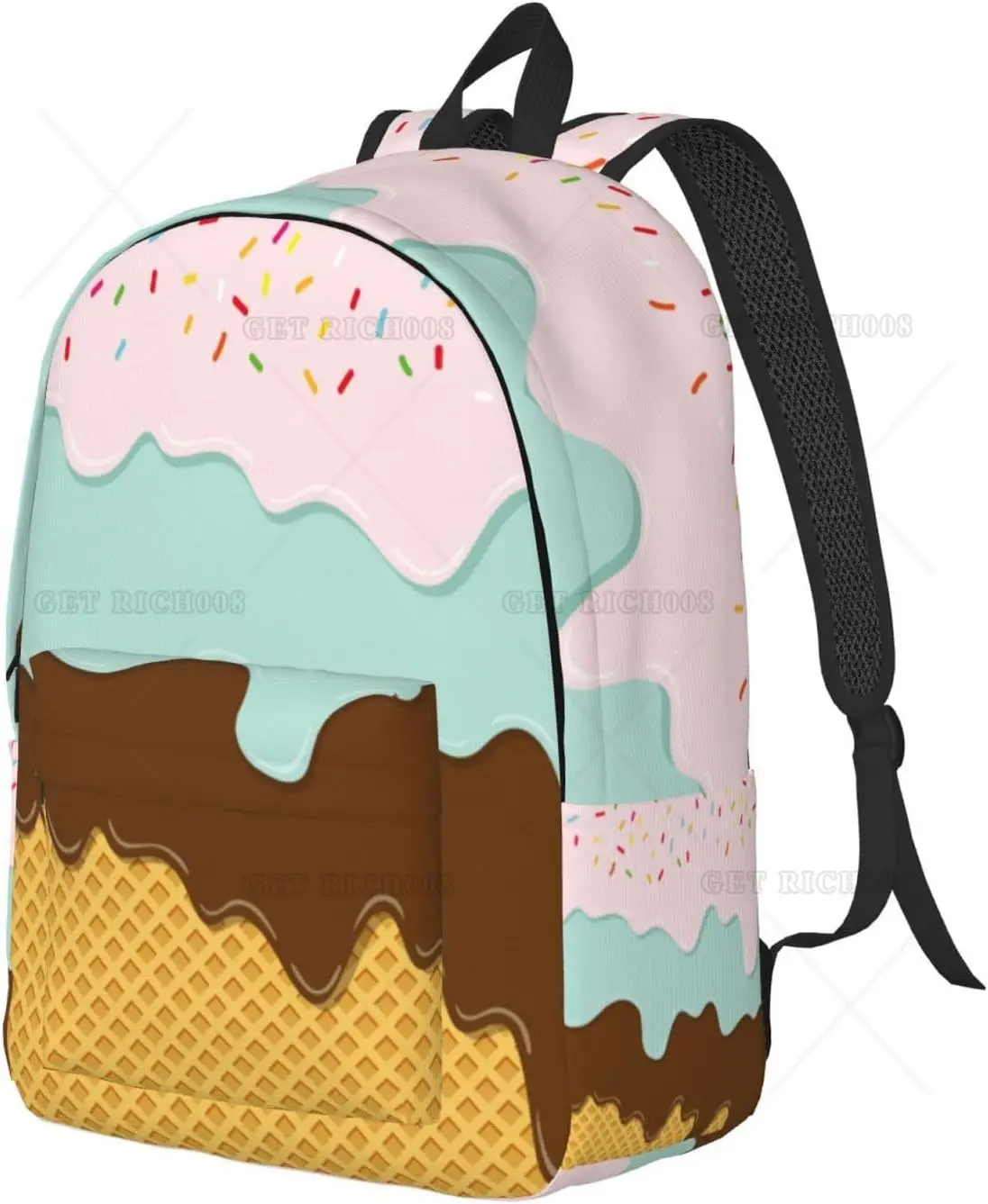 Cute Sweet Ice Cream Kawaii Girl Backpack for Girls Boys Women Lightweight Canvas Bookbag Casual Daypack for Travel Outdoor