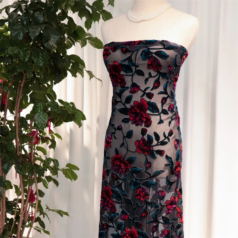 

Бархатные шелковые тюлевые ткани для женщин, ткань с имитацией шелка, выжженная ткань, тюлевая ткань Dirac