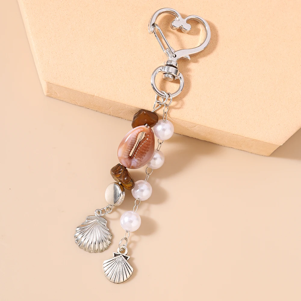 Aihua Chic Ins Sommer Strand Perlenmuschel Schlüsselanhänger für Damen Mädchen Handtaschen-Rucksack-Anhänger Schlüsselring Handykette Schlüsselband Schmuckstücke – Detail 5