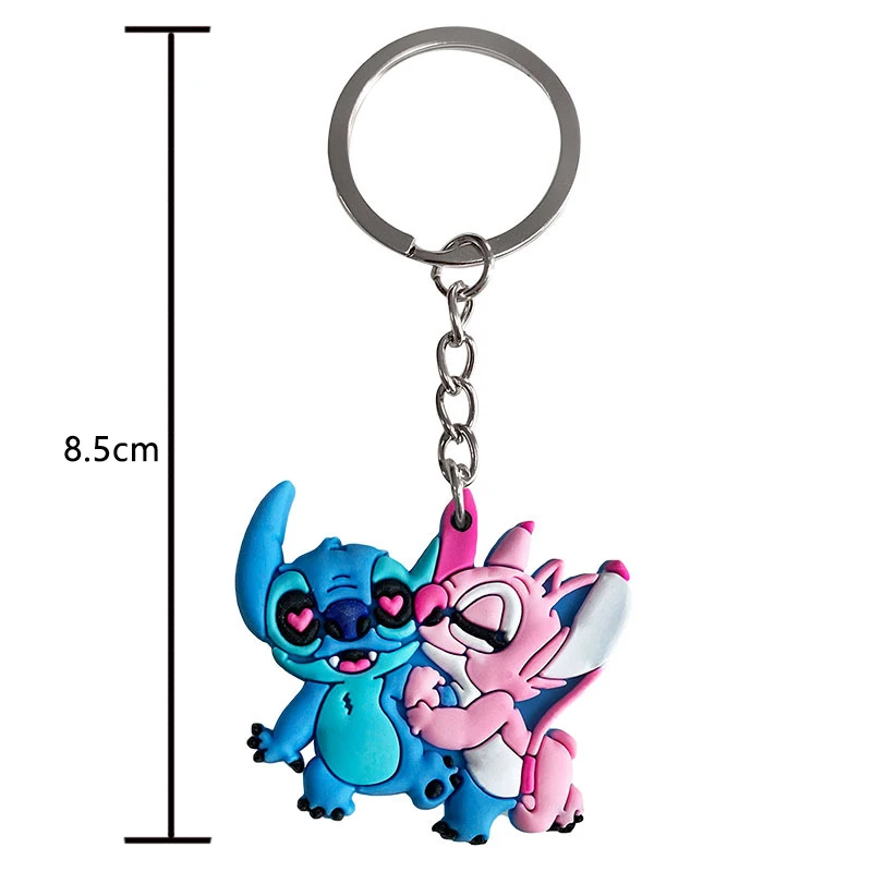 Disney-Lilo e Stitch PVC Keychain para crianças, personagem de desenho animado de anime, chaveiro bonito, enfeite para bolsa, presentes de aniversário