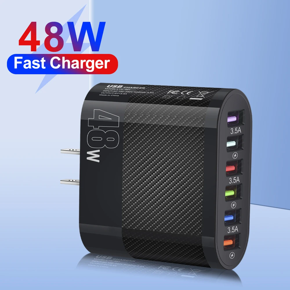 USB 48W شحن سريع شاحن الهاتف USB متعدد المنافذ الهاتف الذكي محول الطاقة ل Xiaomi هواوي سامسونج آيفون شاحن الجدار السريع