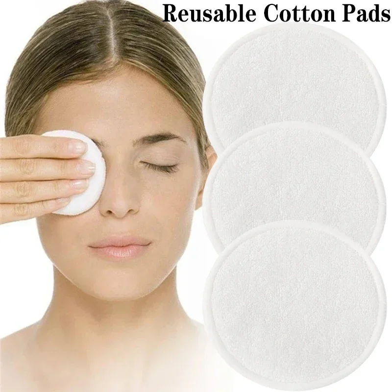 10pcs Reusable Bamboo Cotton Makeup Remover Pads Washable Rounds Cleansing Facial Cotton Make Up Removal Pads Tools 1/5/10pcs