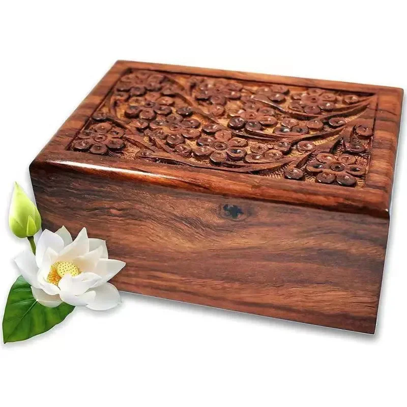 Wooden Cremation Box Urn for Pet Personalized Handmade Memorial Ashes Box Wholesale Price Durable Exquisite Luxury Engraved