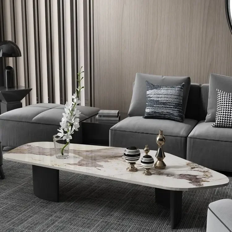 Light luxury special-shaped rock slab coffee table living room household small apartment modern simple non-standard