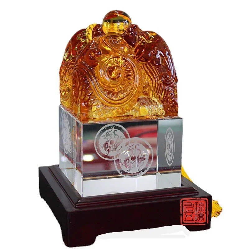 

Gufa Liuli Long Seal Glass Ornament Company Listing Anniversary Souvenir High-end Gift Crystal