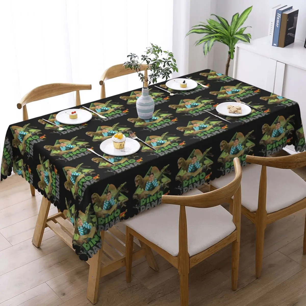 Dino Dana Real Tablecloth Restaurant Kitchen Rectangular Tablecloth Festival Party Decorations Tablecloth Dining Table Cover