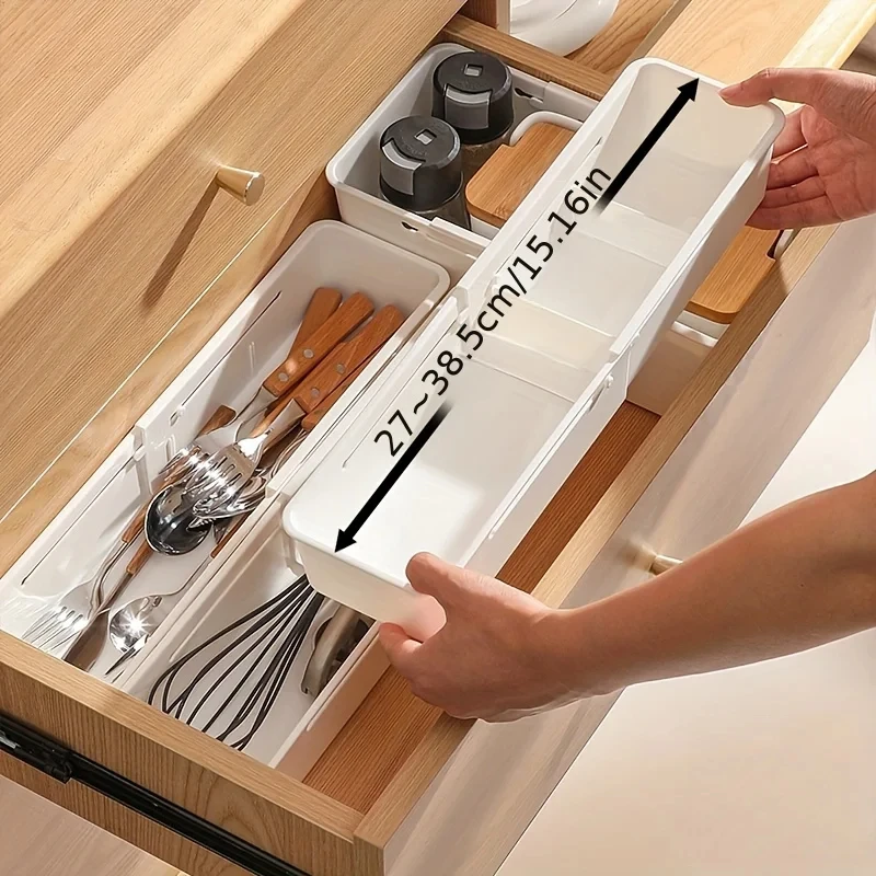 Drawer Storage Box with Dividers Adjustable Length Plastic Drawers Separators Organizer for Bedroom Office and Kitchen