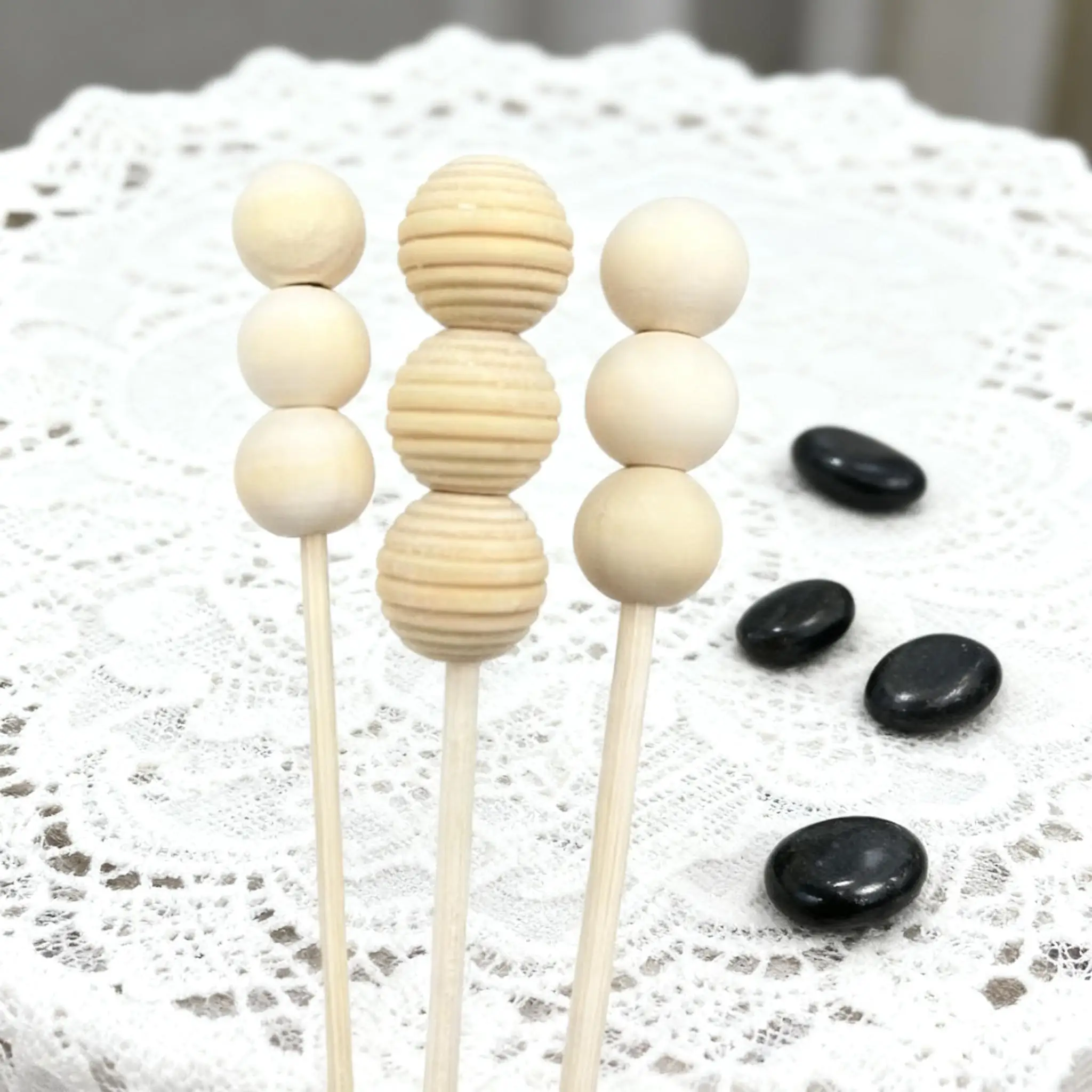 6Pcs Wood Ball Reed Diffuser Sticks Set - For Home Fragrance Oil Aromatherapy, DIY Home Decoration