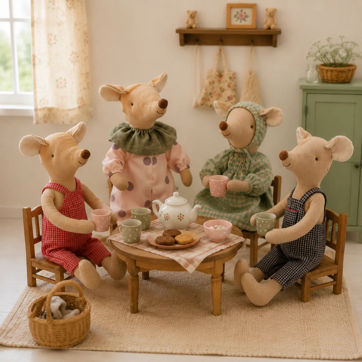 

Nordic Mouse Doll Family Plush Toy Handmade Fabric Mouse Miniature Dollhouse Pretend Play Kids Room Decor Birthday Gift