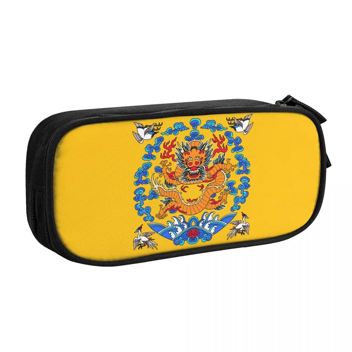Custom Chinese Emperor Robe Smiling Dragon School Pencil Case Girl Large Storage Asian Style Pencil Pouch Students Stationery