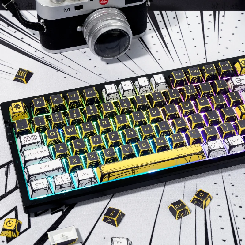 Virtual War Theme Comic Style Keycaps Full Set 138 Keys Mange Anime PBT Dye Sub Cherry Profile  for MX Mechanical Keyboard