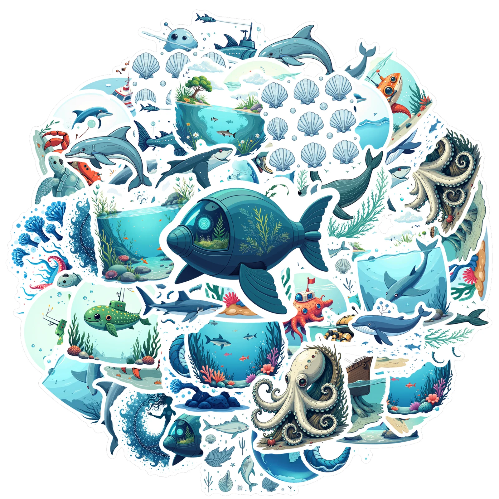 35-100-шт-наклейки-с-игривыми-морскими-существами-наклейки-с-героями-мультфильмов-наклейки-с-морскими-животными-наклейки-с-морскими-животными-для-ноутбука