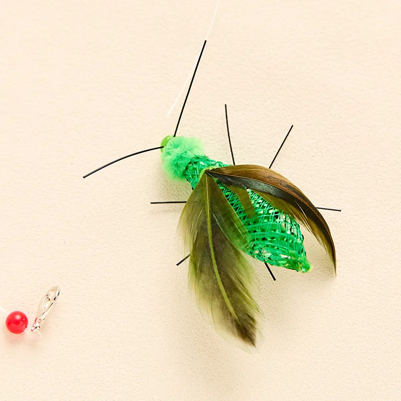 2 stücke Simulation Insekten Formen Feder Katze Spielzeug Ersatz Kopf Kätzchen Katze Teaser Haustier Spielzeug