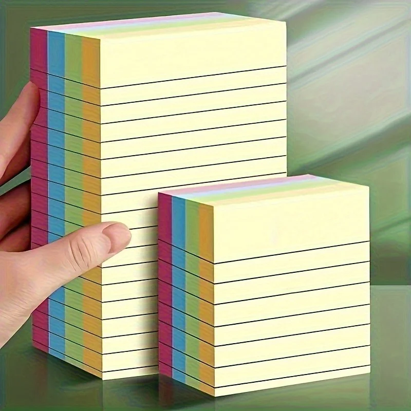 Ein 200 Blatt Vierfarbiges Liniertes Post-It-Notizpapier für Schüler und Büro Große Haftnotizen - Selbstklebender A7 Notizblock – Detail 1