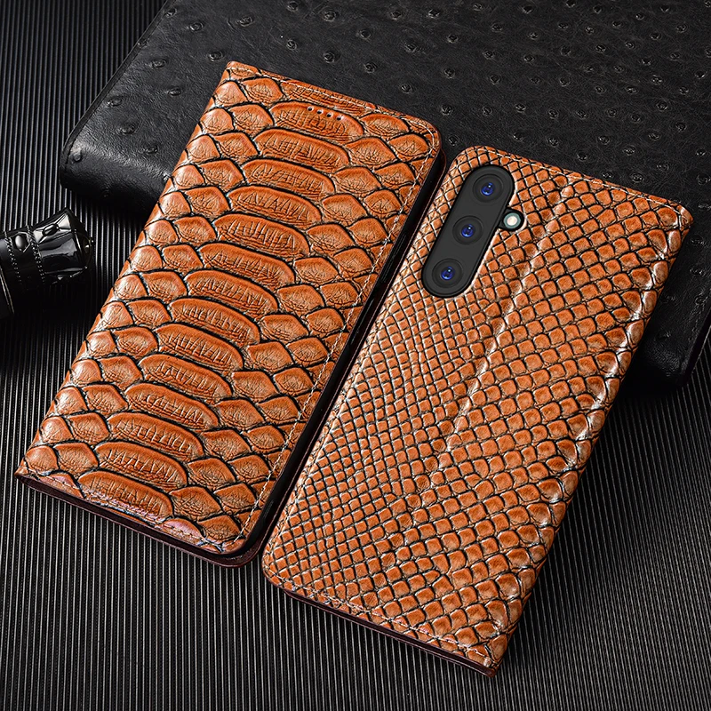 Python Genuine Leather Flip Case For Samsung Galaxy A01 A11 A21 A31 A41 A51 A71 A07 A17 4G 5G Phone Wallet Cover Cases