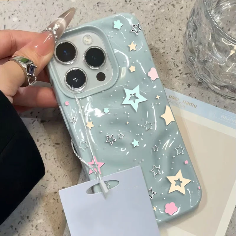 Koreanische INS Star Kreativ-Handyhülle für iPhone 17 16 15 11 14 13 12 Pro Max Plus 17Air Falten-Wellen-Design Weiche Silikon-TPU-Schutzhülle – Detail 7