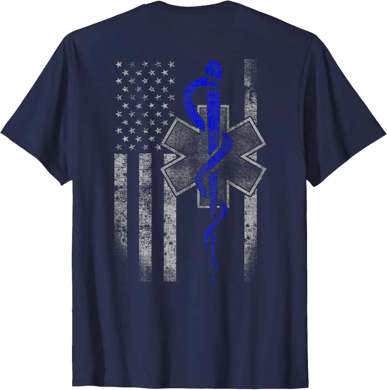 vintage USA Flag First Responder EMS EMT Paramedic T-Shirt 100% Cotton O-Neck Short Sleeve Summer Casual Mens T-shirt Streetwear