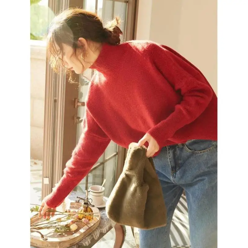 Sweter damski z dzianiny High Ne, nowy model jesienno-zimowy, transgraniczny, z szerokim kołnierzem Ne, włókno Coolmax, odzież wewnętrzna Ciwalk.