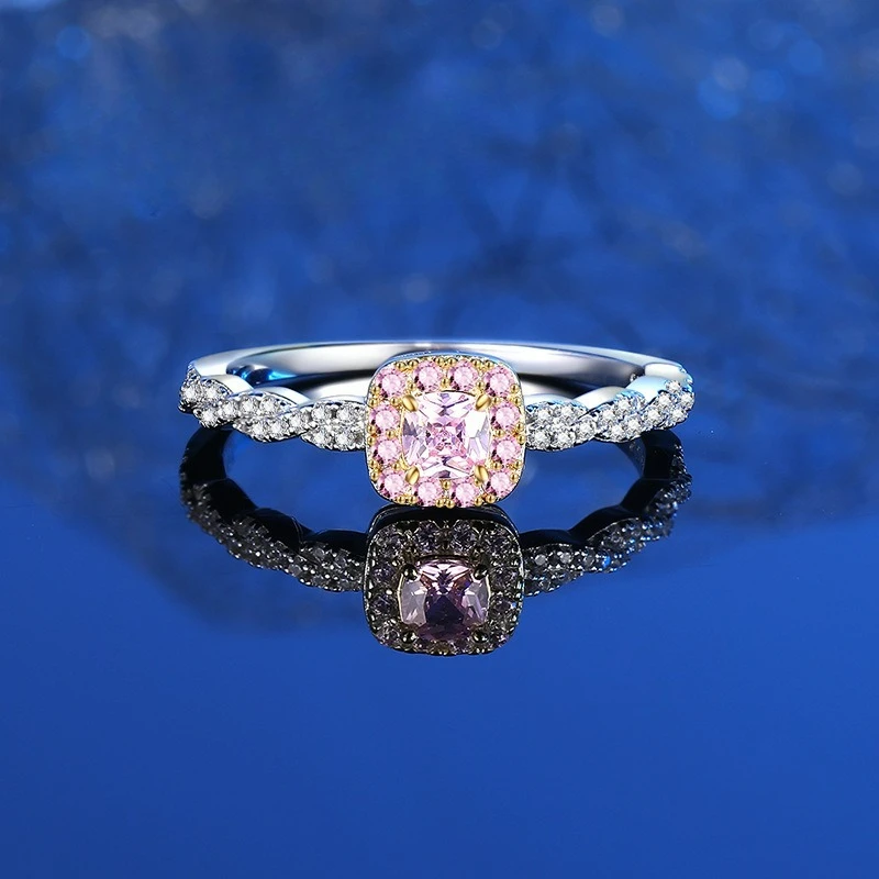 

Модный темперамент PT950 платиновый искусственный культивированный драгоценный камень квадратный бриллиант принцесса порошок имитация бриллианта кольцо