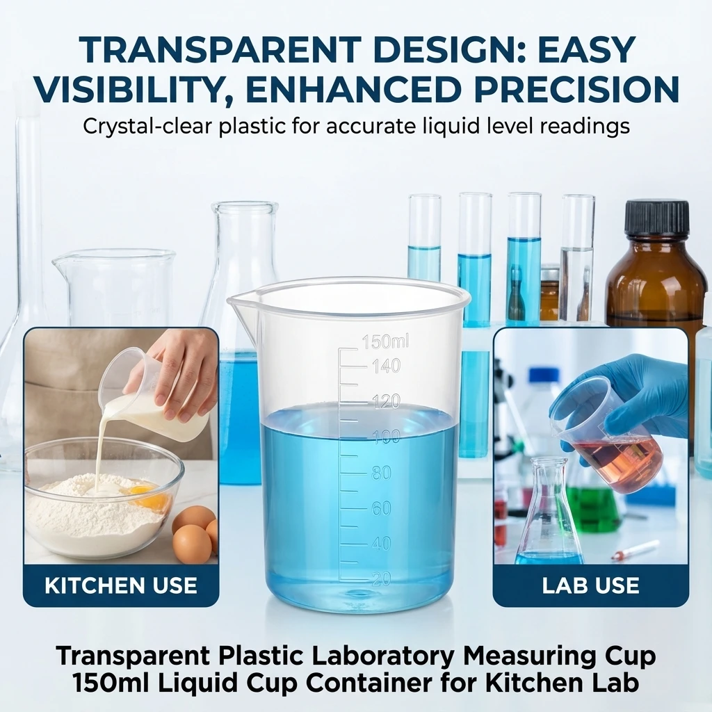 Transparent Plastic Measuring Cup 150ml Precise Liquid Container Durable Easy To Clean For Kitchen Lab Use