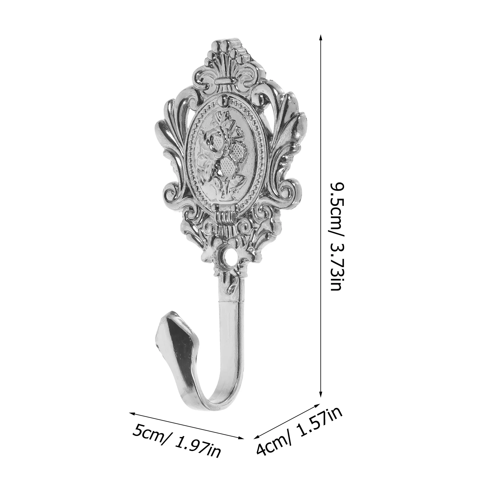 2 szt. Srebrne uchwyty do zasłon ze stopu cynku, wzór róży, tradycyjne i nowoczesne, łatwe w montażu, haczyki do zasłon ze stopu cynku